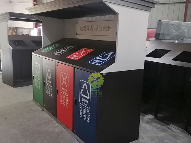 花園小區(qū)大容量分類(lèi)垃圾桶定點(diǎn)投放垃圾屋房站點(diǎn)